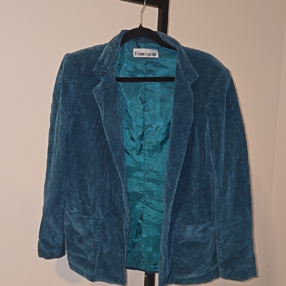 Women's Vintage Hannington Teal Corduroy Jacket SIZE:M
